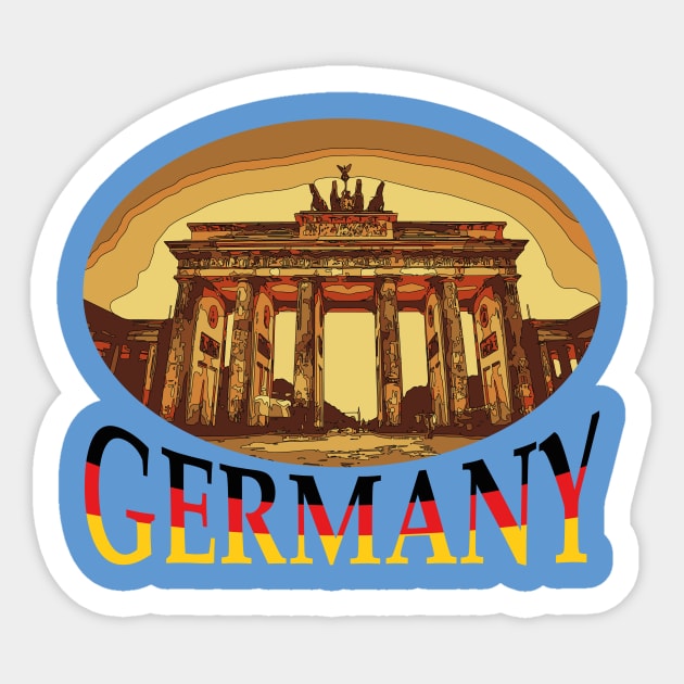 Germany - Berliner Tor grafic design with official german flag colors European Country Sticker by Pegima